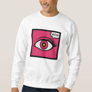 Pop Art Eye Fill In Pink Box Wow Text Sweatshirt
