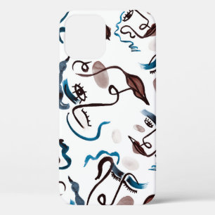 Pop art faces: abstract watercolor. iPhone 12 case