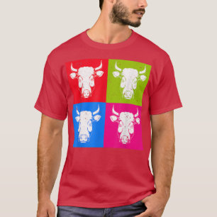 Pop Art Farm Animal Lover Farming Farmer Cow  T-Shirt