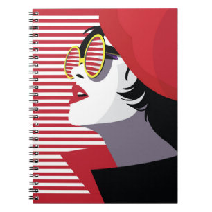 Pop Art Fashion Woman Vintage Notebook