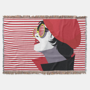 Pop Art Fashion Woman Vintage Throw Blanket