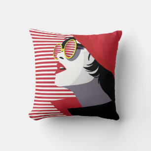 Pop Art Fashion Woman Vintage Throw Pillow