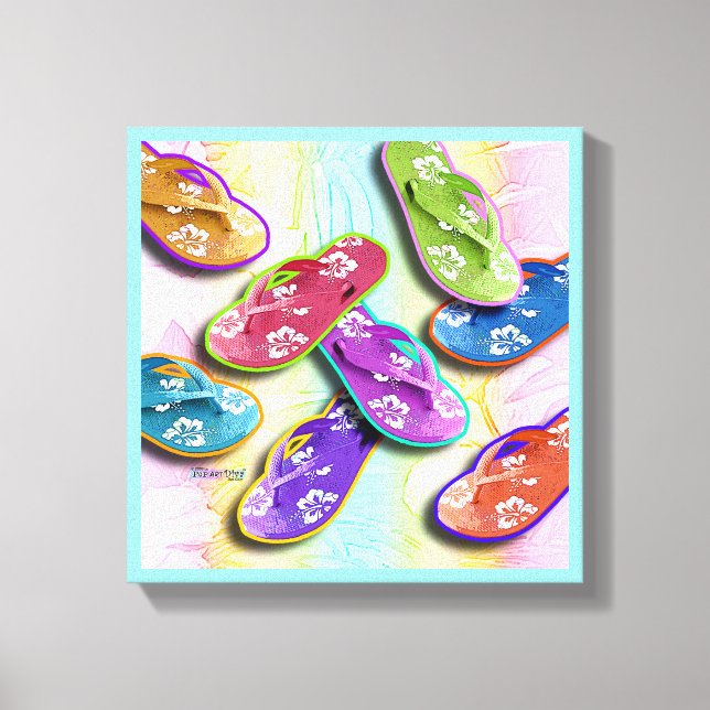 Pop Art FLIP FLOPS Gallery Wrapped Canvas (Front)