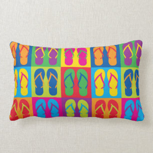 Pop Art Flip Flops Lumbar Pillow