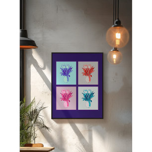 Pop Art Floral Quartet: Vibrant Tulips in a Vase Poster