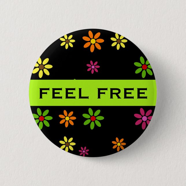 Pop Art Flowers seamless pattern + your ideas 2 Inch Round Button (Front)