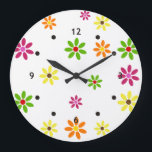 Pop Art Flowers seamless pattern   your ideas Large Clock<br><div class="desc">pop art by EDDA Fröhlich / EDDArt | flower power blooms pattern | for 60s / 70s - Flower Power Lovers - Make Love Not War | You miss other colours or products with this design? Feel free to contact me: contact@eddart.de or have a look here: www.zazzle.de/eddartiful* and here: www.zazzle.com/eddartshop*...</div>