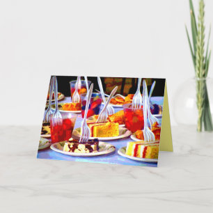 Pop Art Food Desserts Cake Forks Colourful Card