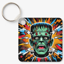 "Pop Art Frankenstein Keychain" Aluminum Keychain
