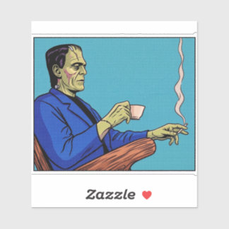 Pop Art Frankenstein Monster Drinking Tea Halftone
