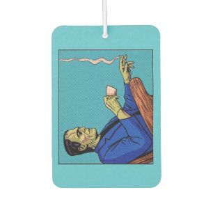 Pop Art Frankenstein Monster Drinking Tea Halftone Air Freshener