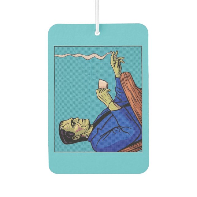 Pop Art Frankenstein Monster Drinking Tea Halftone Air Freshener (Front)