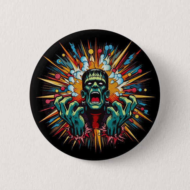 Pop Art Frankenstein's Melt Down  2 Inch Round Button (Front)
