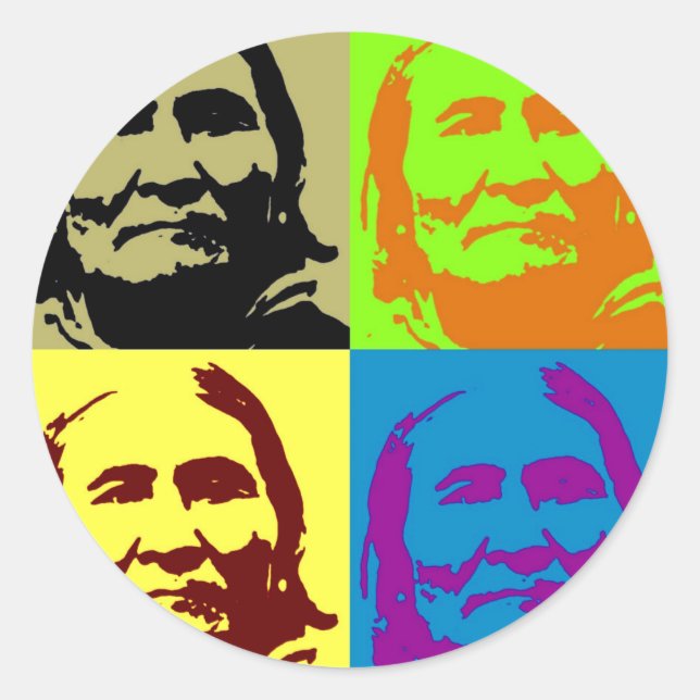 Pop Art Freedom Fighter Geronimo Classic Round Sticker (Front)