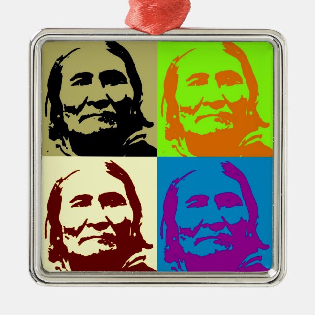Pop Art Freedom Fighter Geronimo Metal Ornament (Front)