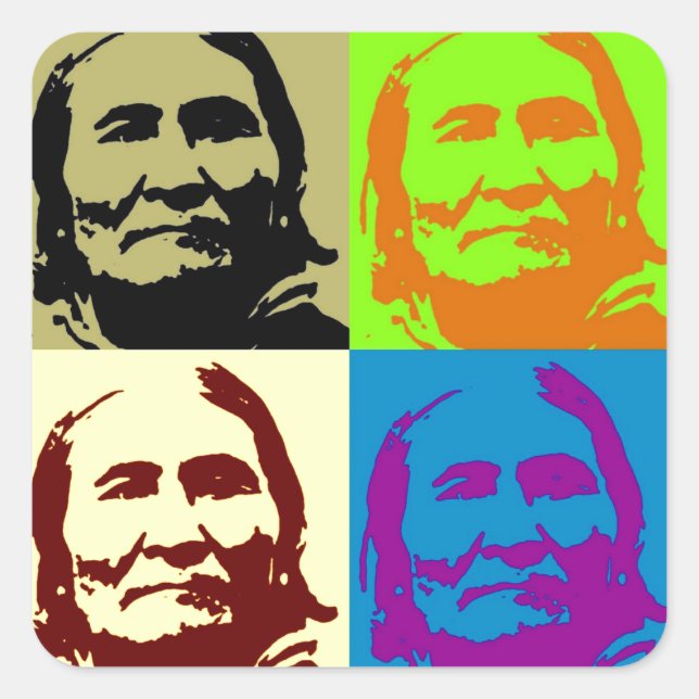 Pop Art Freedom Fighter Geronimo Square Sticker (Front)