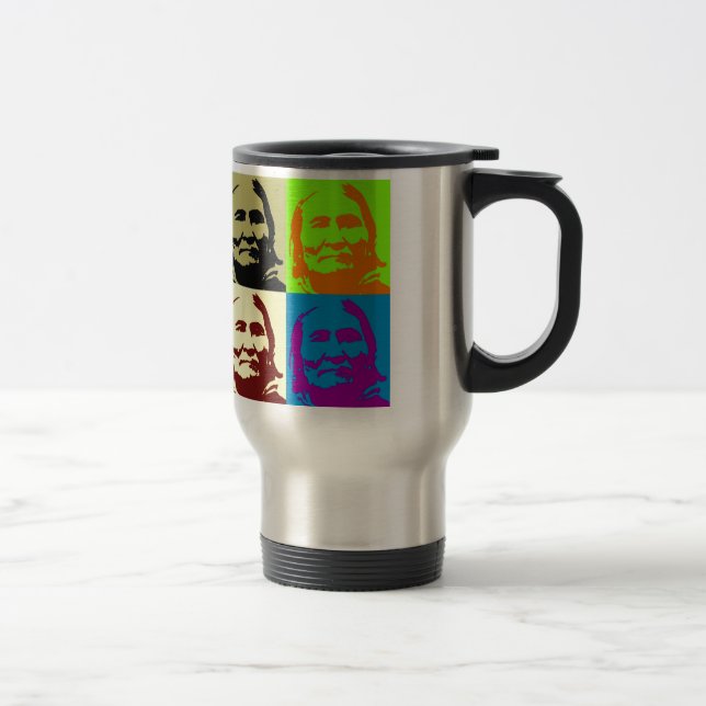 Pop Art Freedom Fighter Geronimo Travel Mug (Right)