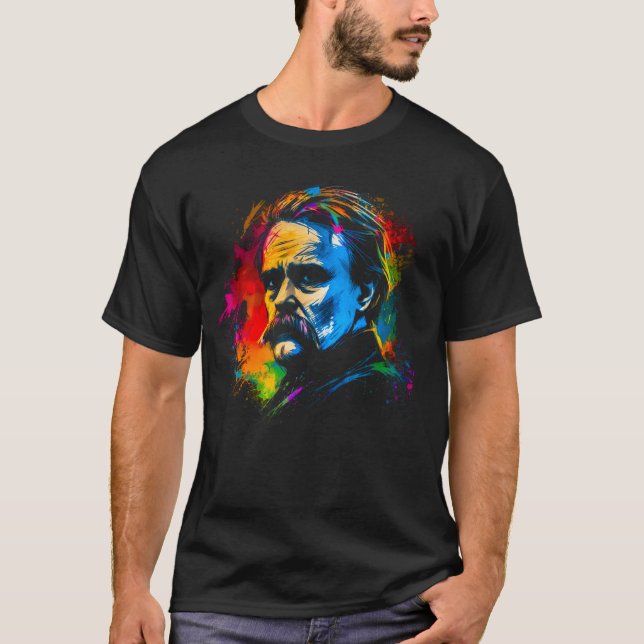 Pop Art Friedrich Nietzsche Philosopher T-Shirt (Front)