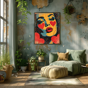 Pop Art from Rostro with Hearts Photo Print