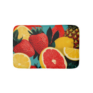 Pop Art Fruit Collage Illustration Bath Mat