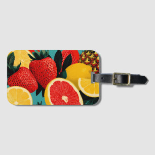 Pop Art Fruit Collage Illustration Luggage Tag