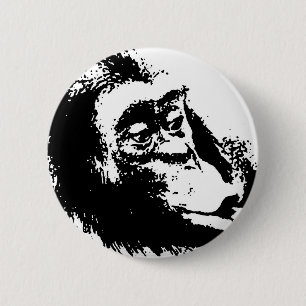 Pop Art Funny Chimpanzee 2 Inch Round Button