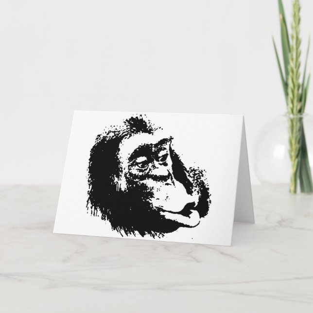Pop Art Funny Chimpanzee Card (Front)