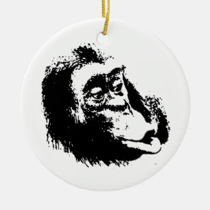 Pop Art Funny Chimpanzee Ceramic Ornament