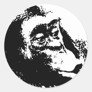 Pop Art Funny Chimpanzee Classic Round Sticker