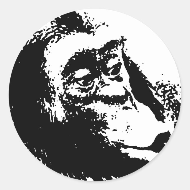 Pop Art Funny Chimpanzee Classic Round Sticker (Front)