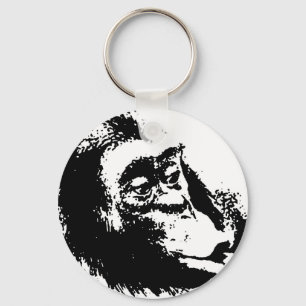 Pop Art Funny Chimpanzee Keychain