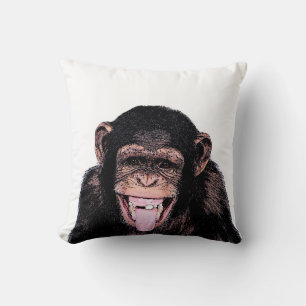 Pop Art Funny Chimpanzee Throw Pillow