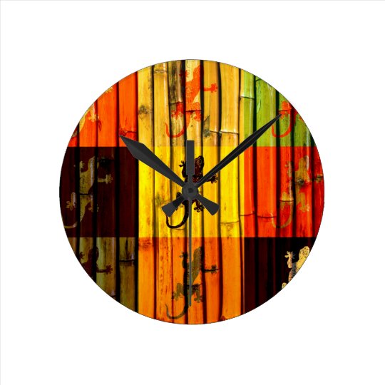  Pop  Art  Geckos on bamboo wall Art  Design  Round Clock  