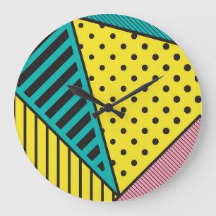 Pop art, geometric, bold squiggles large clock