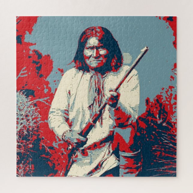 Pop Art Geronimo Indian Legendary Chief Jigsaw Puzzle (Vertical)