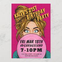 Pop Art Girl Event Birthday Party Invite