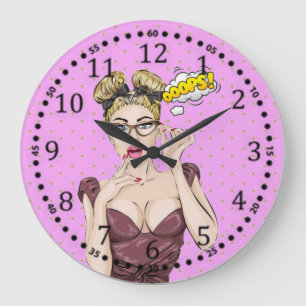 Pop art girl large clock