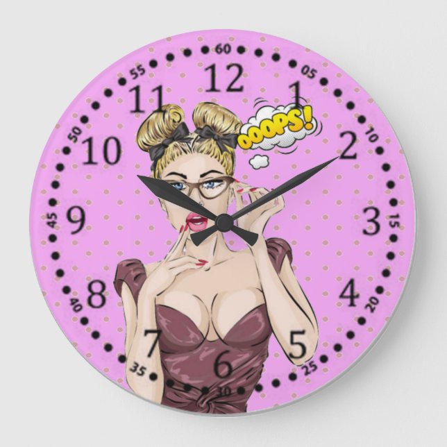 Pop art girl large clock (Front)