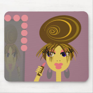 Pop Art Girl Putting on Makeup Mousepad