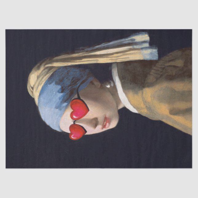 Pop Art Girl with a Pearl Earring Decoupage Tissue Paper (Front)