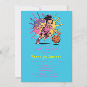 Pop Art Girls Basketball Birthday Bash Invitation