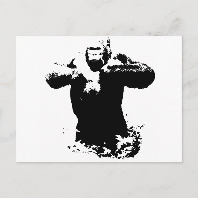 Pop Art Gorilla battre la poitrine Carte postale (Devant)