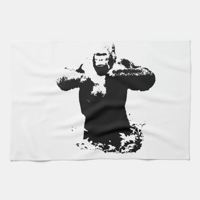 Pop Art Gorilla battre poitrine Serviettes de cuis (Horizontal)