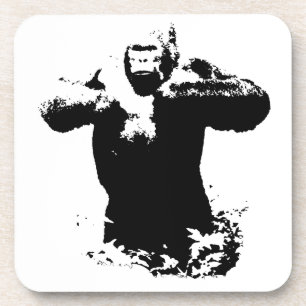 Pop Art Gorilla Beating Chest Hard Plastic Coaster