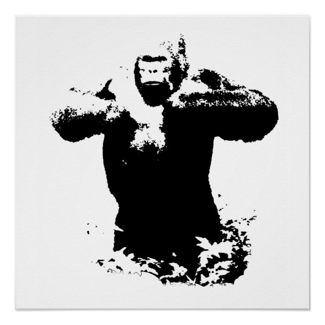 Pop Art Gorilla Beating Chest Perfect Poster (Front)