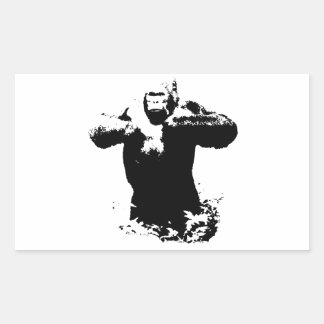 Pop Art Gorilla Beating Chest Rectangle Sticker
