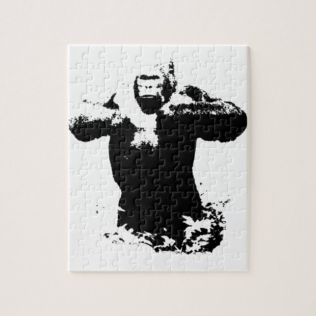 Pop Art Gorilla Beating Chest Wild Animals Jigsaw Puzzle (Vertical)