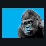 Pop Art Gorilla Blue Grey Poster<br><div class="desc">Digital Computer Animal Art - College Pop Art - Wild Animal Computer Images</div>