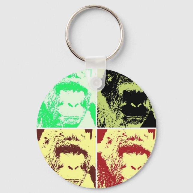 Pop Art Gorilla Faces Keychain (Front)