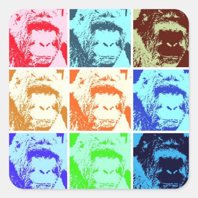 Pop Art Gorilla Square Sticker (Front)